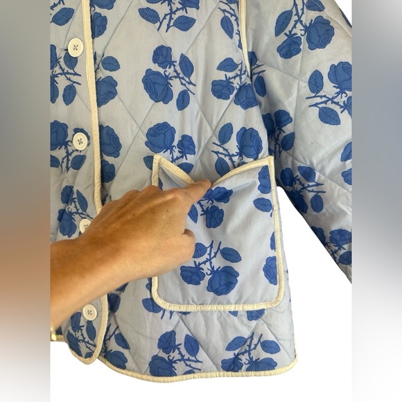 The Tiny Big Sister “Rodeo Roses” Blue Floral Quilted Jacket - Picture 7 of 12